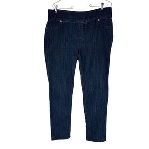 Chicos Pull-On Jeans Size 2 Dark Wash Blue Stretch Denim Elastic Waist Womens 12